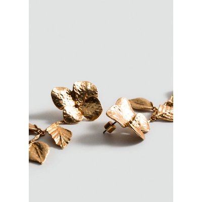 Boucles d'oreilles métalliques fleurs pendantes MANGO