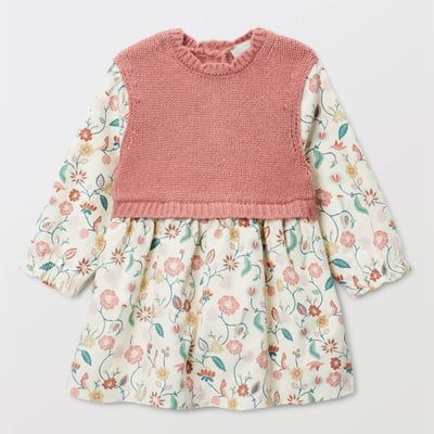 Robe bi-matière unie et imprimée doublée contenant du coton BOUT'CHOU