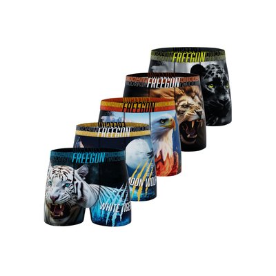 Lot de 5 Boxers microfibre Animals FREEGUN