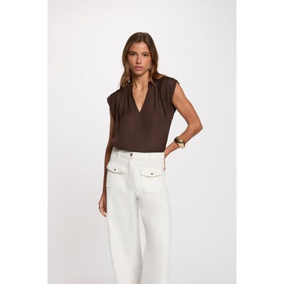 Blouse manches courtes satin MORGAN
