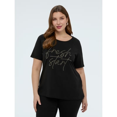 T-shirt avec inscription en strass FIORELLA RUBINO