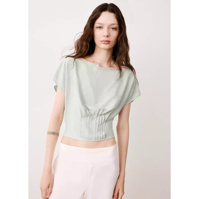 Blouse jacquard détail plissé MANGO TEEN