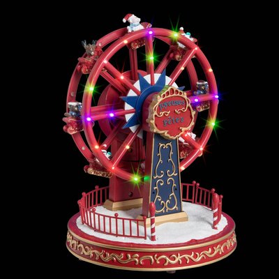 Village de Noël manège à roue animé musical 24 LED à piles FEERIC LIGHTS & CHRISTMAS