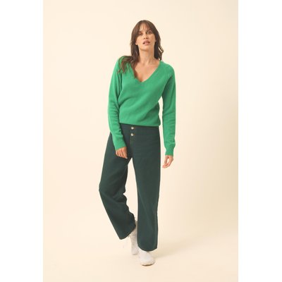 PHOEBE pull col v menthe en cachemire JUST CASHMERE