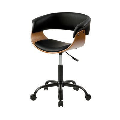 Chaise de bureau pivotante sur roulettes en bois et PU (à l'unité) - BASILE RENDEZ-VOUS DÉCO