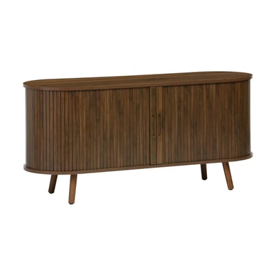 Meuble TV scandinave décor bois rainuré 2 portes coulissantes 120cm LEGACY SWEEEK