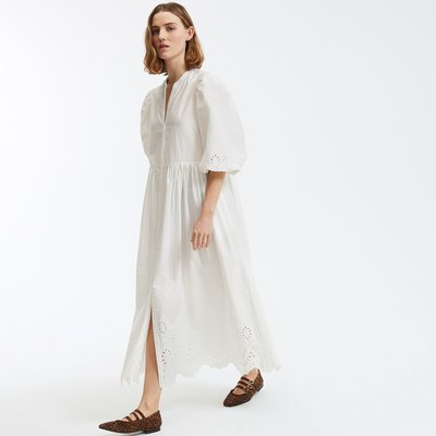 Vestido evasé, largo, bordado anglaise LA REDOUTE COLLECTIONS