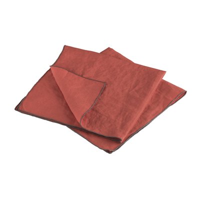 Lot de 2 serviettes de table en lin lavé, AUTOUR DU LIN BLANC CERISE