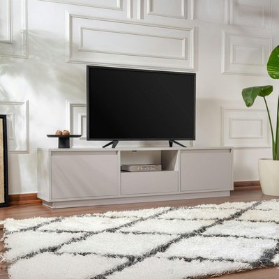 Meuble TV avec rangement - gris effet laque MARFA PIER IMPORT