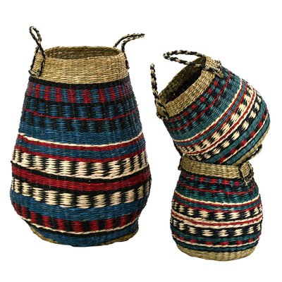 Paniers hauts en jonc naturel et teinté (Lot de 3) AUBRY GASPARD