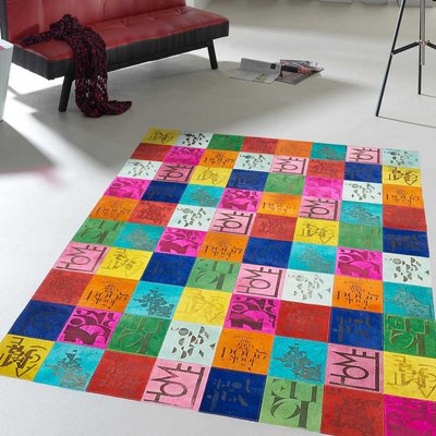 Tapis peau de vache kilim fait main UN AMOUR DE TAPIS