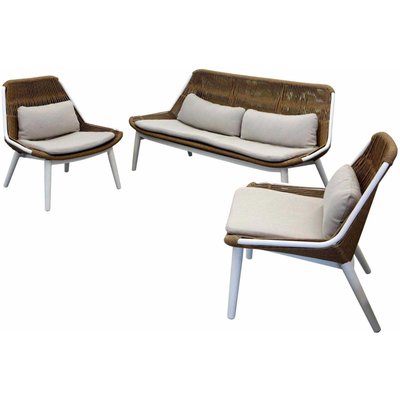 Salon de jardin détente en aluminium et tressage Como PROLOISIRS
