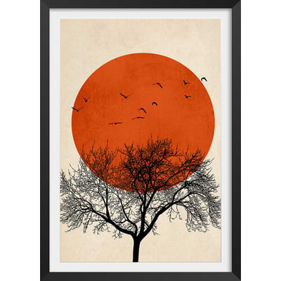 Affiche ""soleil rouge graphique"" HEXOA