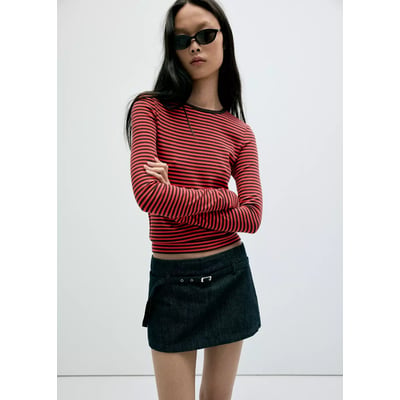 T-shirt rayé manches longues MANGO