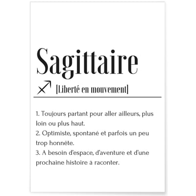 Affiche Définition Sagittaire L'AFFICHERIE