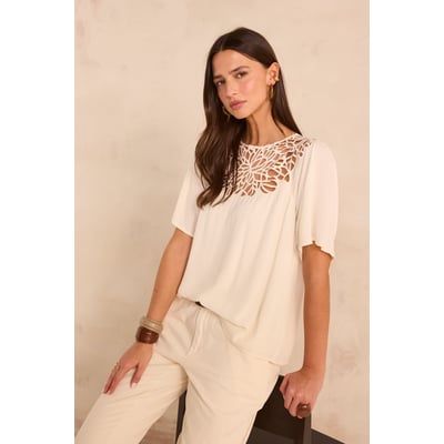 Blouse dentelles à manches courtes MELISSA Maison 123