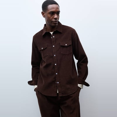 Chemise manches longues à snaps velours en coton BIO GOTS MONOPRIX