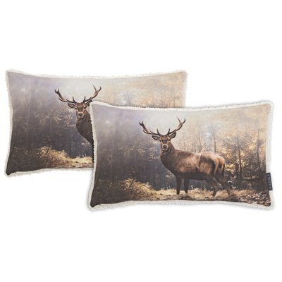 Housse de coussin imprimée yak, verso peluche - INTO THE WILD-Lot de 2 MAGMA HEIMTEX