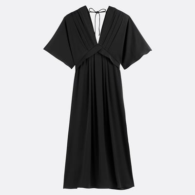 Robe longue évasée, col V, manches aux coudes LA REDOUTE COLLECTIONS