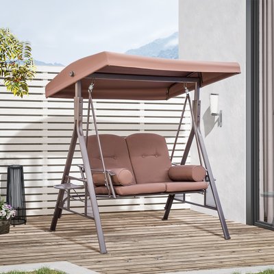 Balancelle de jardin 2 places grand confort marron OUTSUNNY