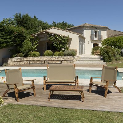 Salon de jardin pliant 4 places bois d'acacia BAHIA PIER IMPORT