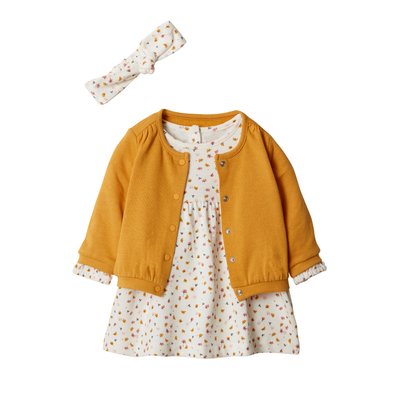 Ensemble 3 pièce robe + cardigan + bandeau VERTBAUDET