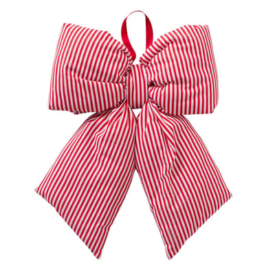 Décoration de Noël grand noeud en tissu rayé rouge et blanc 59x11.5x53cm WADIGA