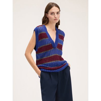 Gilet en tricot à rayures en FIL fil textile de laine mélangée ajouré MOTIVI