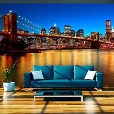 Papier peint intissé panoramique Ville et Architecture Pont de Brooklyn au crépuscule - New York EDEN