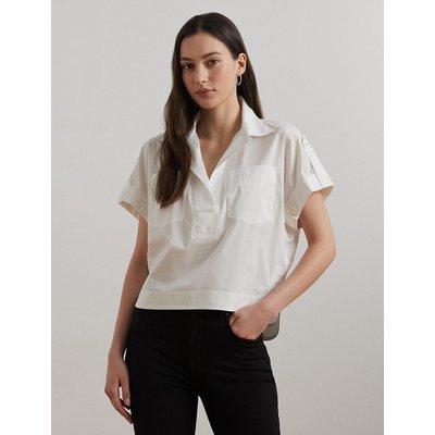 Блузка прямая и широкая с воротником поло и короткими рукавами LAUREN RALPH LAUREN