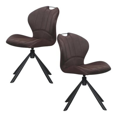Chaise pivotante marron foncé avec dossier courbe, (lot de 2) LOMBARDIE PIER IMPORT