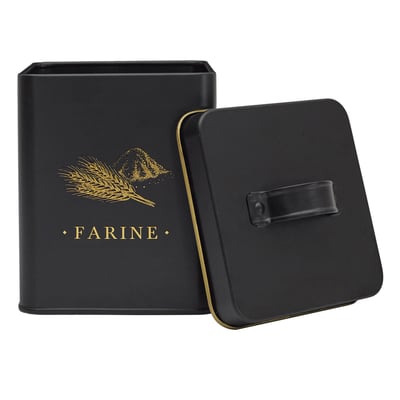 Boîte à farine en métal noir et doré EDEN