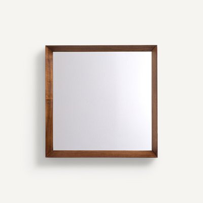 Miroir carré noyer massif H60 cm, Andromède AM.PM