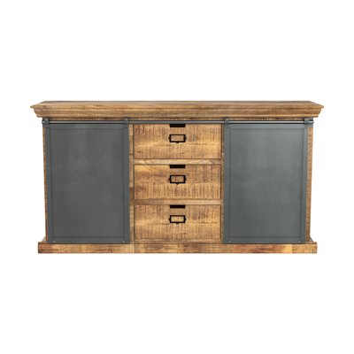 Buffet en bois 3 tiroirs 2 portes coulissantes en métal - TABUK RENDEZ-VOUS DÉCO