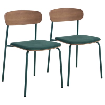 Lot de 2 chaises en métal, bois et tissu, LEXY OVIALA