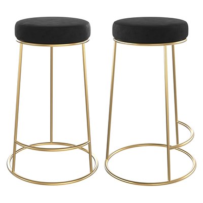 Lot de 2 tabourets pour îlot central 63 cm en velours - KENDAL RENDEZ-VOUS DÉCO