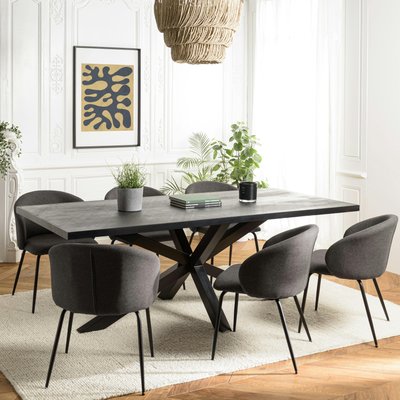 Table à manger rectangulaire bois anthracite effet pierre 220 cm BIHAR PIER IMPORT