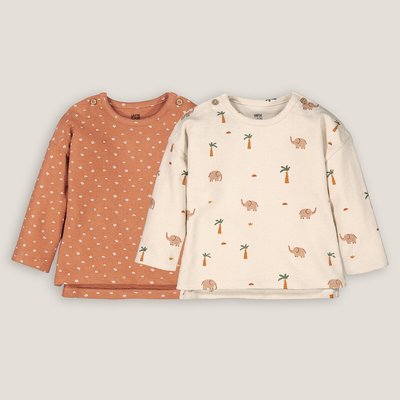 Pack of 2 Printed T-Shirts with Long Sleeves LA REDOUTE COLLECTIONS