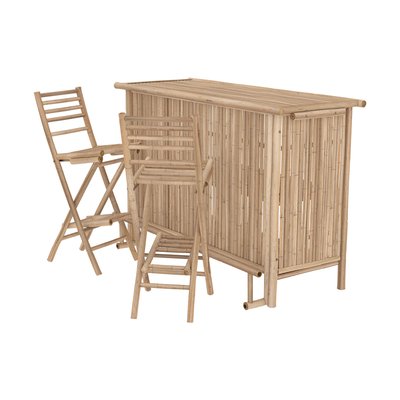 Ensemble bar et chaise de bar de jardin en bambou (lot de 2) - VADELLA RENDEZ-VOUS DÉCO