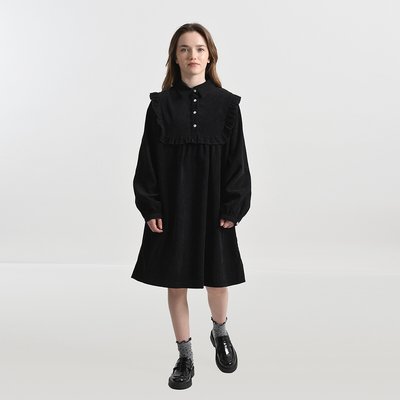 Robe noire col claudine manche longue La Redoute
