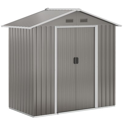 Abri de jardin - remise pour outils - cabanon porte verrouillable - tôle d'acier gris OUTSUNNY