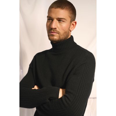 Pull Col Roulé 4 Fils Noir Noi JUST CASHMERE