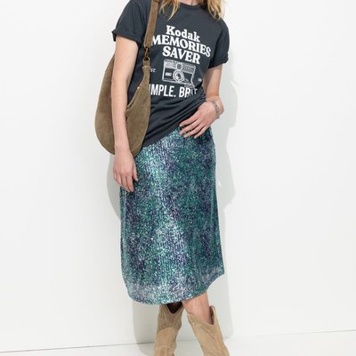 Jupe midi évasée à paillettes PROMOD