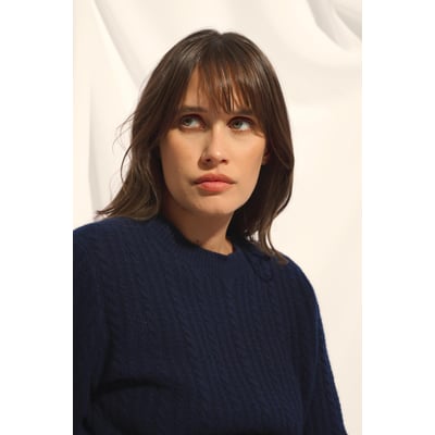 Pull Col Rond 4 Fils Navy Sarah JUST CASHMERE