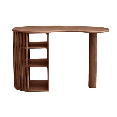 Ilot - table de bar avec rangements en bois foncé manguier massif H90 cm LOBIO MILIBOO