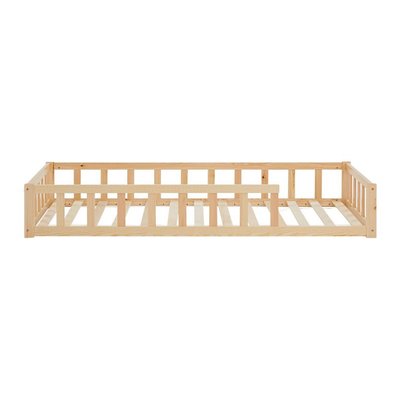Lit Montessori 90x200 cm en bois massif naturel avec barrières HOMESTYLE4U