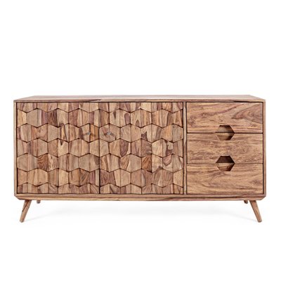 Buffet bas vintage en bois 2 portes et 3 tiroirs L145 - LOCKE HELLIN, DEPUIS 1862
