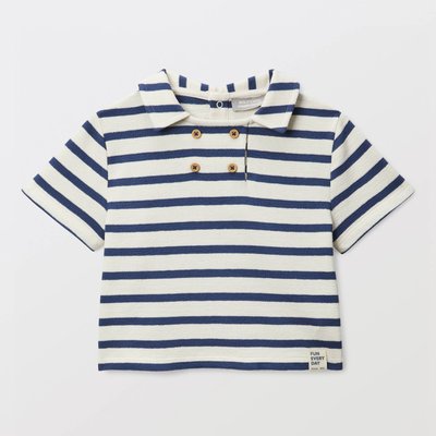T-shirt manches courtes à col rayé en coton BIO GOTS BOUT'CHOU