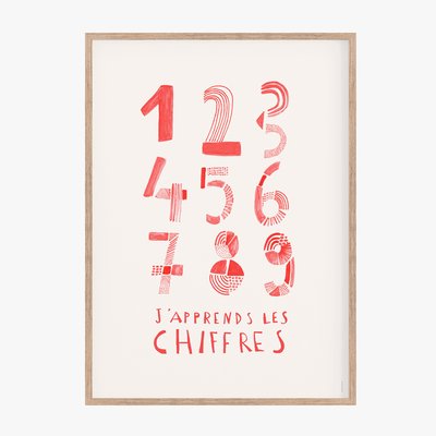 Mes chiffres, affiche,  cadre chêne. 50cm x 70cm COTTON BIRD