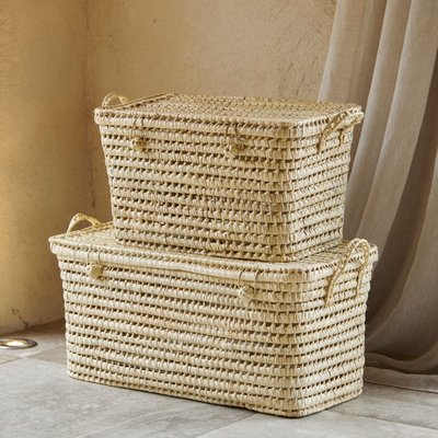 Malle de rangement feuille de palmier L60xl30xH30 cm HOME MAISON
